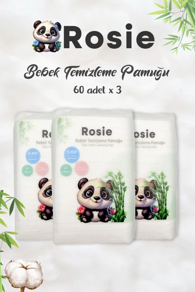 ROSIE %100 Doğal Bebek Temizleme Pamuğu 3'lü Paket