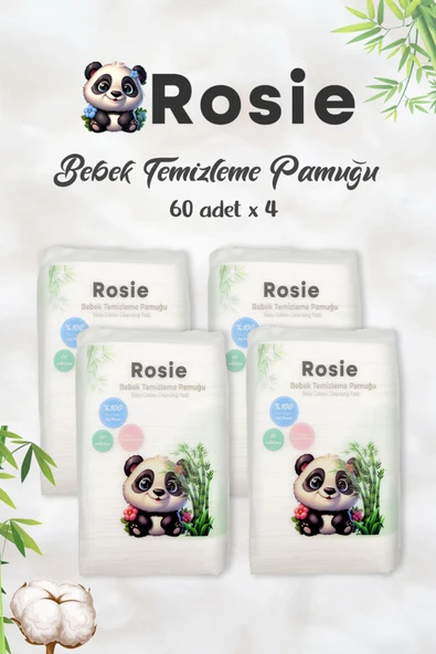ROSIE %100 Doğal Bebek Temizleme Pamuğu 4'lü Paket