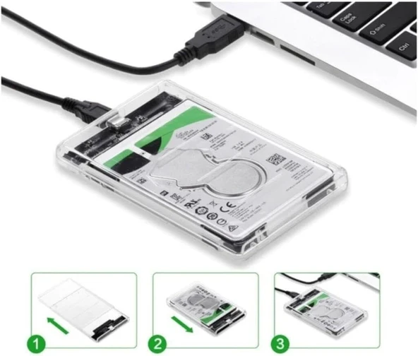 2.5 Sata Type C Usb 3.1 Usb 3.0 Şeffaf Harici Ssd Hdd Hard Disk Kutusu 4389 - Resim 2