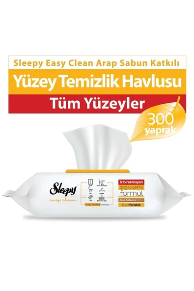 Sleepy Easy Clean Arap Sabunu Katkılı Yüzey Temizlik Havlusu 100' lü x 3 Adet