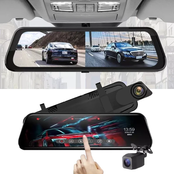 MPIA CC63 10" Dokunmatik Ekran FullHD 1080P Hafıza Araç Içi Çift Lens Kamera (Çakmaklık Adaptörü) - 2