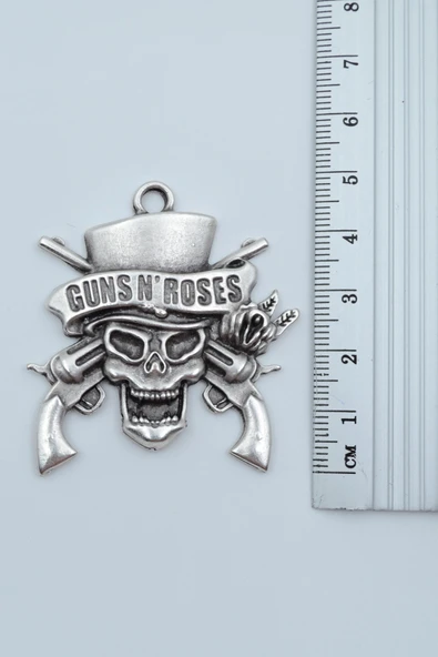 Guns'n Roses Gümüş Kaplama Örme Zincir Kolye - Resim 3