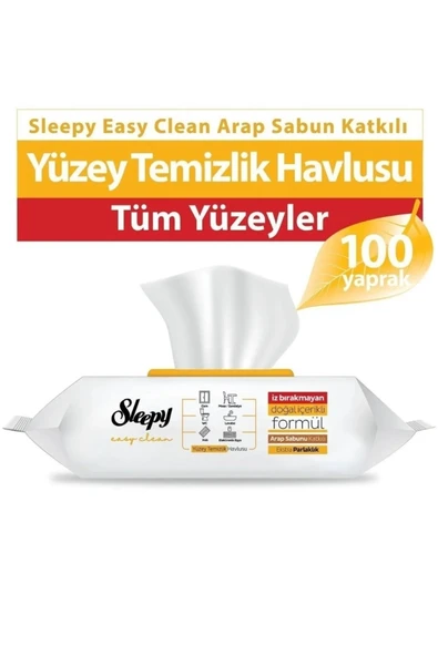 Sleepy Easy Clean Arap Sabunu Katkılı Yüzey Temizlik Havlusu 100' lü