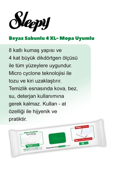 Sleepy Mopa Uyumlu 4XL ve Easy Clean Havlu Set, Pamuk Hediyeli - 3