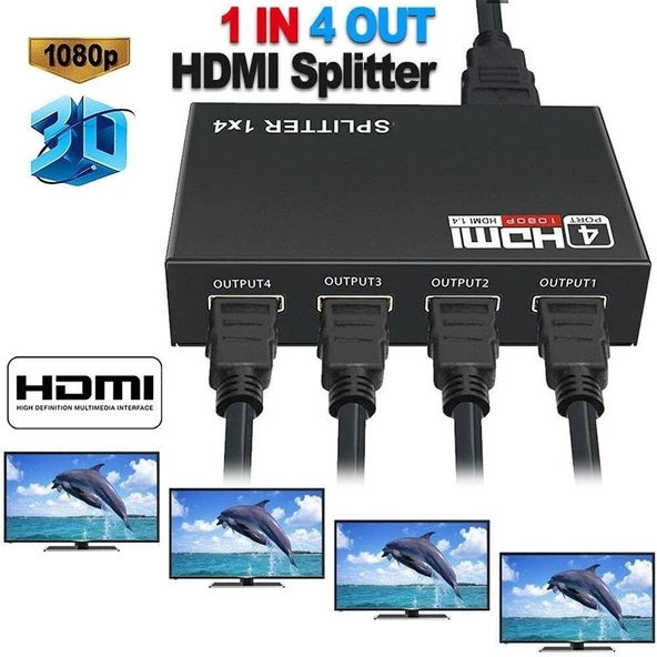 Ancheyn 4 Port Hdmi Splitter Çoklu Ekran Çoklayıcı Switch 4410 - Resim 7