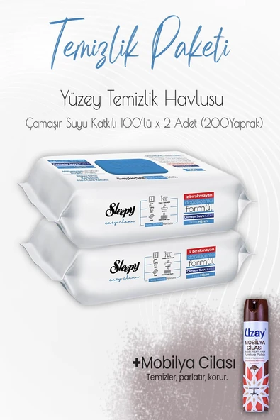 Düvenci Temizlik Paketi 8 (Çamaşır Suyu Temizlik Havlusu 200 yaprak ve Mobilya Cilası)