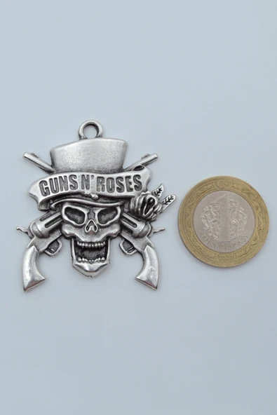Guns'n Roses Gümüş Kaplama Örme Zincir Kolye - Resim 4