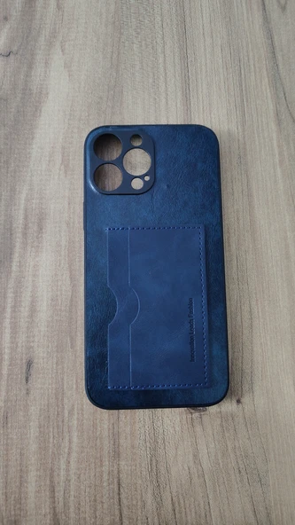 İPHONE 13 PROMAX SİLİKON KILIF KART DETAYLI KOYU MAVİ