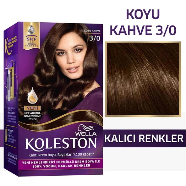Koleston Kit Saç Boyası 3/0 Koyu Kahve - Resim 1
