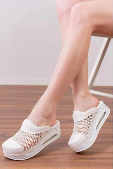 Tasarım Beyaz File Air Max Taban Kadın Tam Ortopedik Blum Sabo Terlik 2024