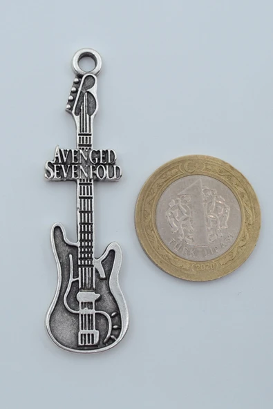 Avenged Sevenfold Elektro Gitar Gümüş Kaplama Örme Zincir Kolye - Resim 10