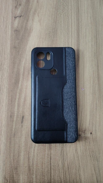 REDMİ A1 PLUS SİLİKON KILIF KART DETAYLI SİYAH-GRİ