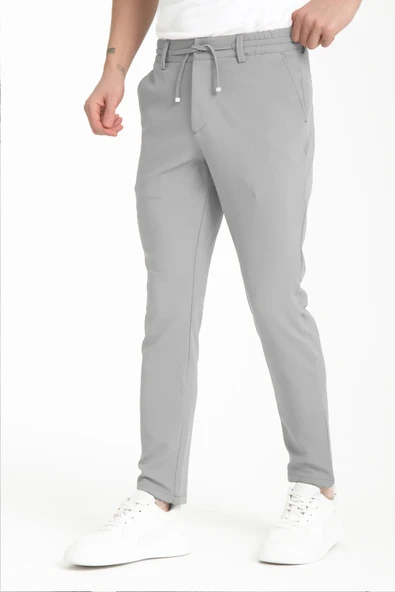 Yazı Slim Fit Likralı Erkek Jogger Pantolon 7252