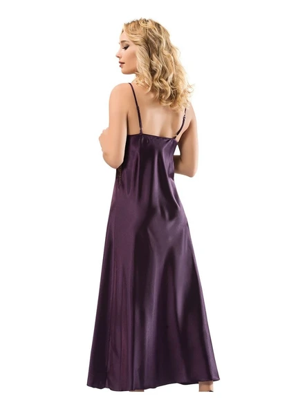 Moongirl 3114 Bayan Saten Uzun Gecelik - Resim 2