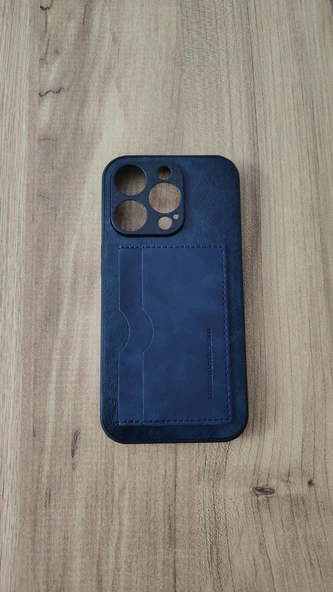 İPHONE 14 PRO SİLİKON KILIF KART DETAYLI SU MAVİSİ