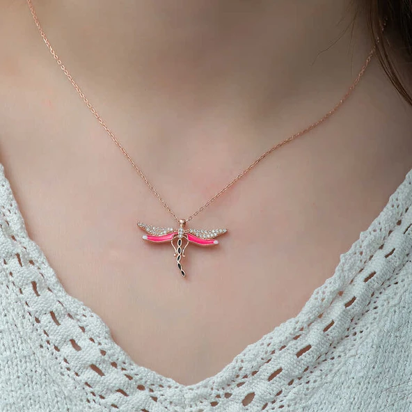 samur parti parti aksesuar & kostüm Gümüş Yusufçuk Bayan Kolye - Resim 3