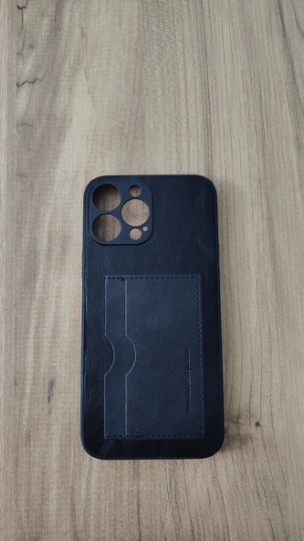 İPHONE 13 PROMAX SİLİKON KILIF KART DETAYLI SİYAH