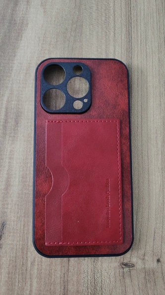 İPHONE 14 PRO SİLİKON KILIF KART DETAYLI DALGALI KIRMIZI ürün görseli