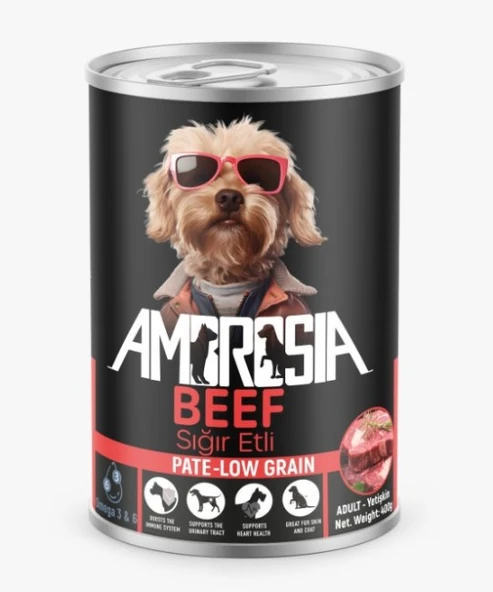 Ambrosia Pate Sığır Etli Yetişkin Köpek Konserve 400 Gr X 3 Adet