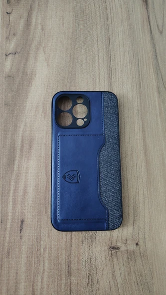 İPHONE 13 PRO SİLİKON KILIF KART DETAYLI KOYU MAVİ-GRİ
