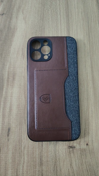 İPHONE 12 PRO MAX SİLİKON KILIF KART DETAYLI KAHVE-GRİ