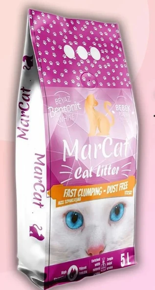 MarCat Bebek Pudra Kokulu Kedi Kumu 5 Lt. | Tertemiz ve Sağlıklı Çözümler