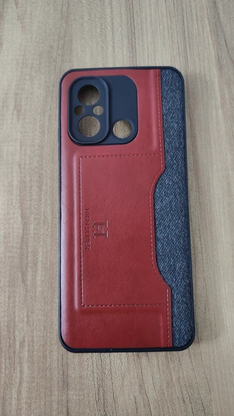 REDMİ 12C SİLİKON KILIF KART DETAYLI KIRMIZI-GRİ