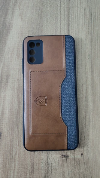 SAMSUNG A03S SİLİKON KILIF KART DETAYLI AÇIK KAHVE-GRİ ürün görseli