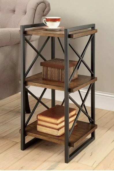 KUZELA Metal Ahşap 3 Katlı Sehpa.