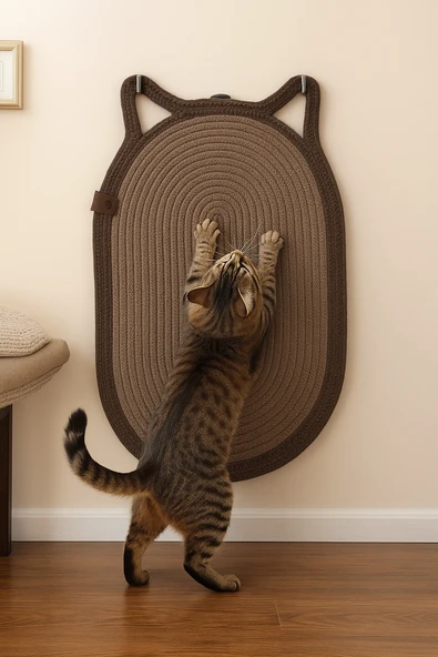 Mikopet Dekoratif Kedi Kulaklı Tırmalama Paspası