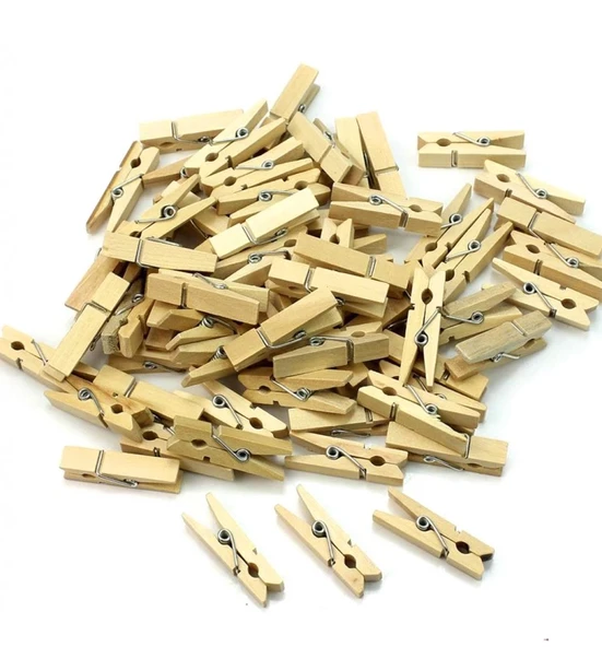 KUMİ 100'lü  Ahşap Mandal 2.5cm (10'lu Paket-1000 Adet)