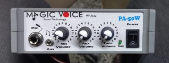 MAGICVOICE MV-2022 PA-50W PLASTİK KASA  12 VOLT MİNİ 50 WATT PAZARCI ANFİSİ