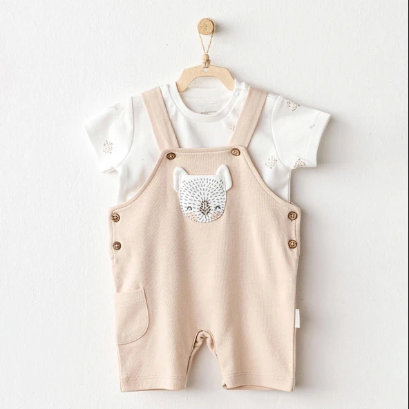 Andywawa Ac25845 Happy Animals Bebek Salopet Takım Beige