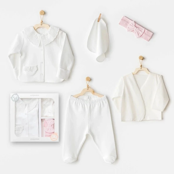 Andywawa Ac25650 Cuddly Bunny Bear 5'li Hastane Çıkışı Ecru Pink ürün görseli