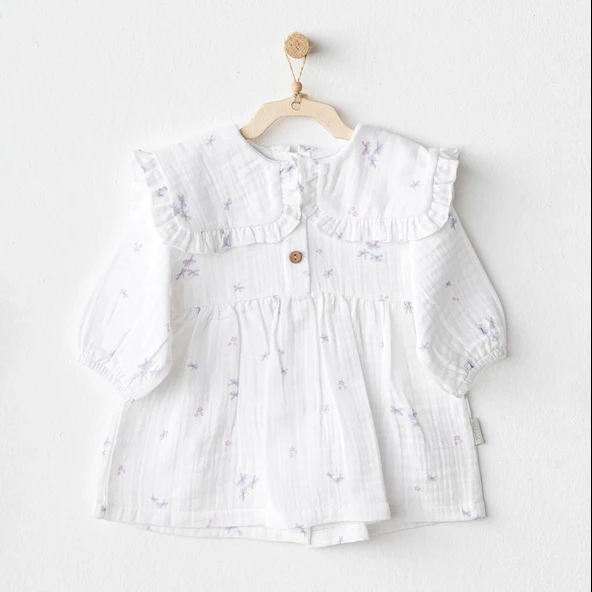 Andywawa Ac25585 Magical Butterfly Müslin Bebek Elbise White