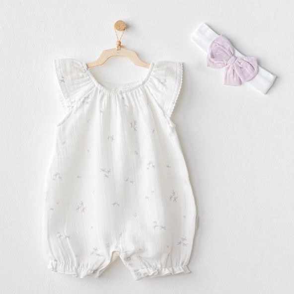 Andywawa Ac25573 Magical Butterfly Müslin Bebek Tulum Takım White