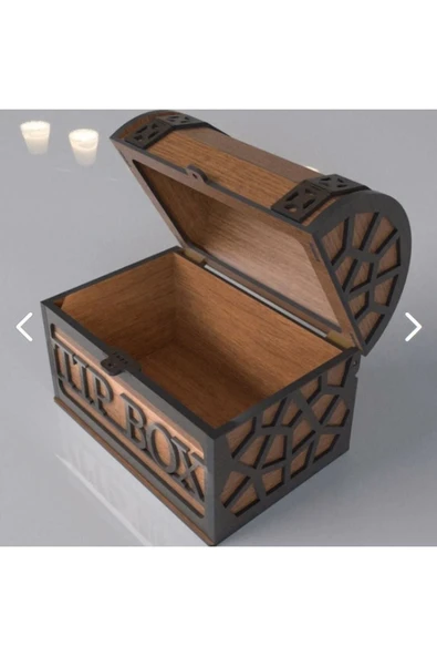 Tip Box Ahşap Kumbara Sandık Tipi Tipbox Kilitli Bahşiş Kutusu - 6