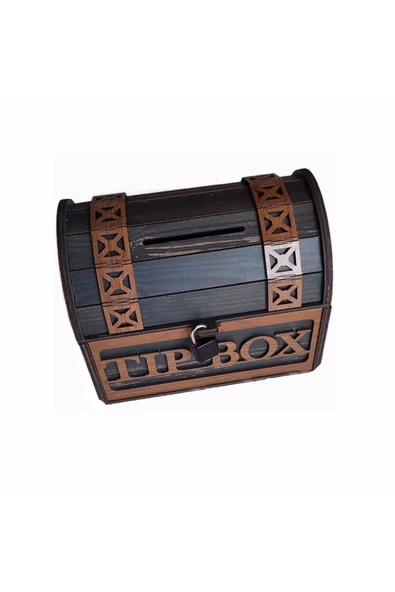 Tip Box Ahşap Kumbara Sandık Tipi Tipbox Kilitli Bahşiş Kutusu