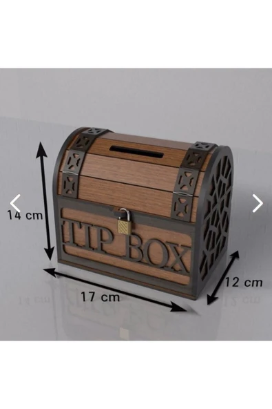 Tip Box Ahşap Kumbara Sandık Tipi Tipbox Kilitli Bahşiş Kutusu - 4