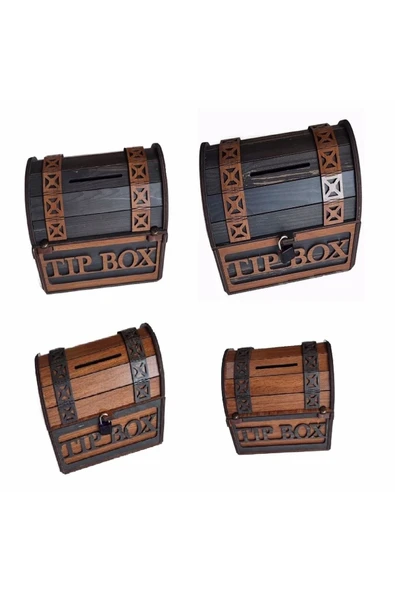 SLY-Tip Box Ahşap Kumbara Sandık Tipi Tipbox Kilitli Bahşiş Kutusu - 7