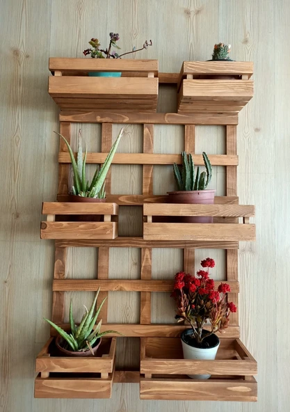 KUZELA Ahşap 6'lı Çiçeklik Saksılık Stand - 2