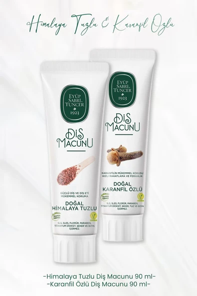 Eyüp Sabri Tuncer Diş Macunu Himalaya Tuzlu 90 ml ve Karanfil Özlü 90 ml