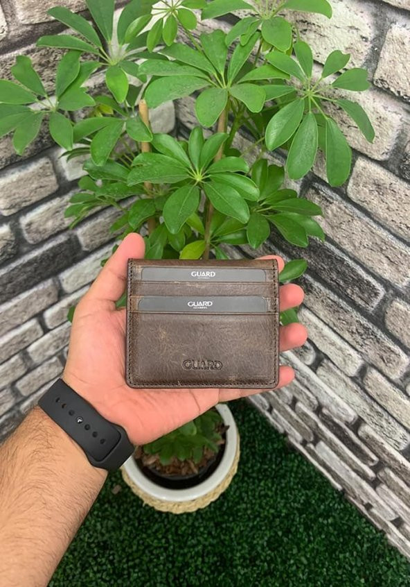 Guard Antik Kahve Patlı Tasarım Hakiki Deri Kartlık Erkek / Kadın P5239 - 3