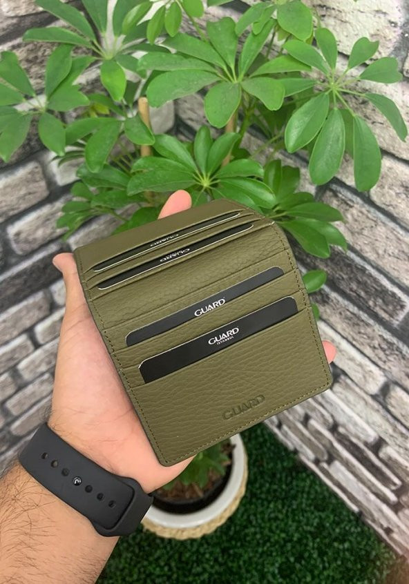 Guard Haki Yeşil Patlı Tasarım Hakiki Deri Kartlık Erkek / Kadın P5239 - 1