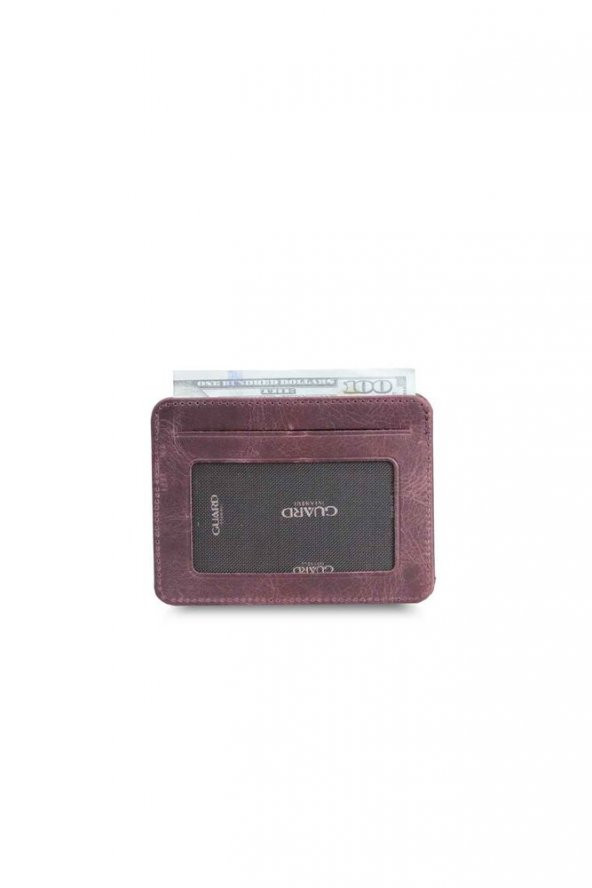 Guard Dikey Crazy Bordo Hakiki Deri Kartlık Erkek / Kadın P5171 - 2