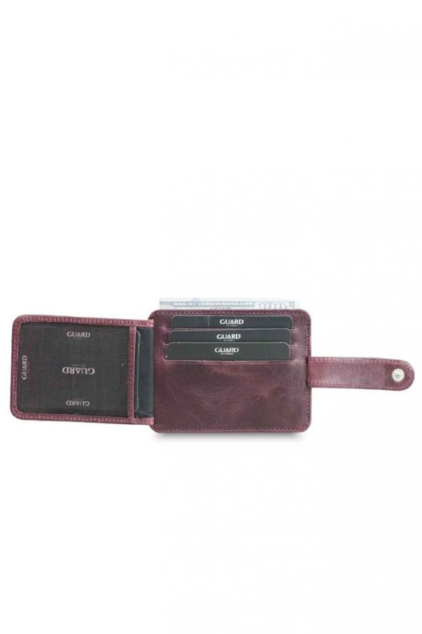 Guard Dikey Crazy Bordo Hakiki Deri Kartlık Erkek / Kadın P5171 - 3