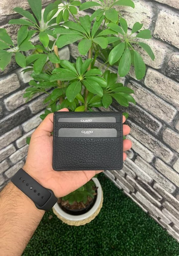 Guard Siyah / Kırmızı Patlı Tasarım Hakiki Deri Kartlık Erkek / Kadın P5239 - 3
