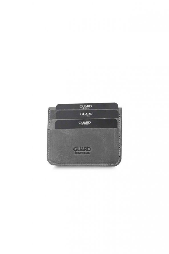 Guard Gri Crazy Patlı Kartlık Hakiki Deri Erkek / Kadın P5227 - 3