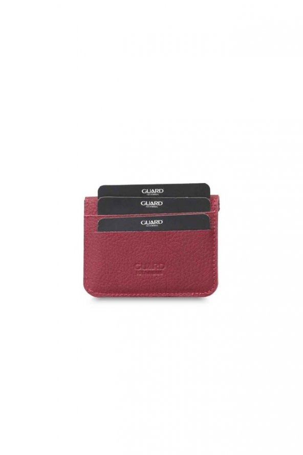 Guard Kırmızı  Kağıt Para Bölmeli Mini Hakiki Deri Kartlık Erkek / Kadın P5227 - 3