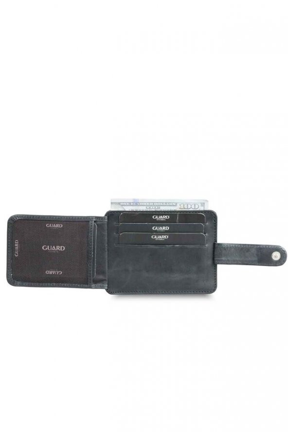 Guard Dikey Crazy Siyah Hakiki Deri Kartlık Erkek / Kadın P5171 - 3